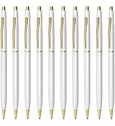 Cambond Ballpoint Pens White Pens - Black Ink Bulk Pens 1.0 mm Medium Point Retractable Metal Pen...