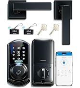 Veise VE07-L Fingerprint Smart Locks for Front Door with Zinc Alloy Handle Set, App Control, Keyl...