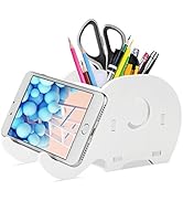 COOLOO Pencil Holder Cell Phone Stand, Cute Elephant Office Accessories Tablet Desk Bracket Compa...