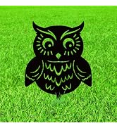 WADORN Cute Owl Metal Decorative Garden Stakes, Black Owl Silhouette Metal Outdoor Statues Animal...