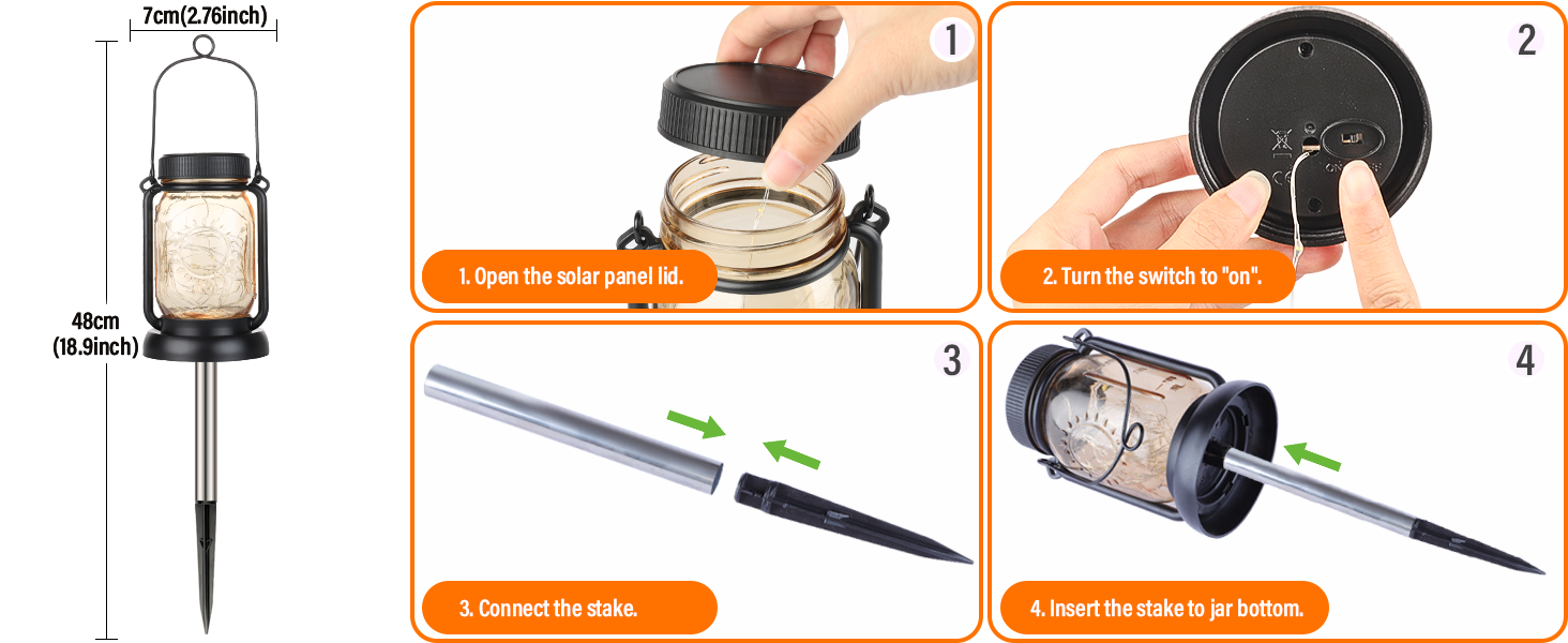 solar mason jar lights with stakes