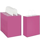 Oikss 100 Pack 10x5x13 Fuchsia Pink Kraft Paper Bags with Handles Bulk for Birthday Party Favors ...