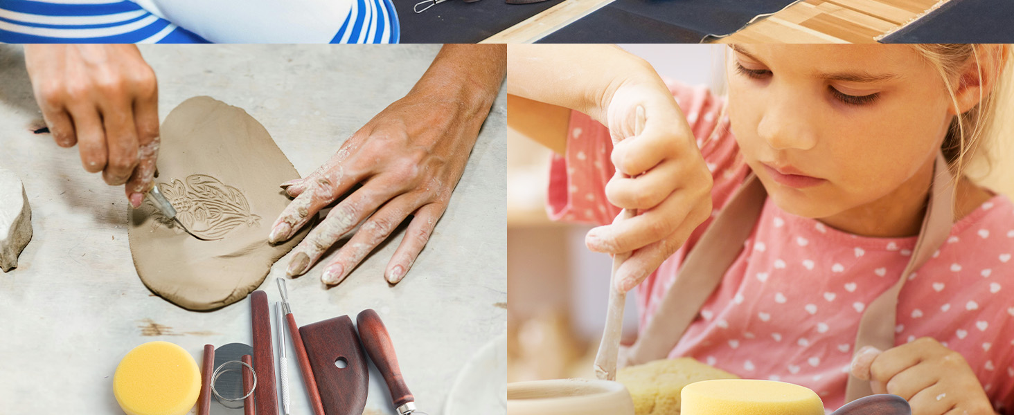 8PCS Stained Wooden Pottery Sculpting Tools