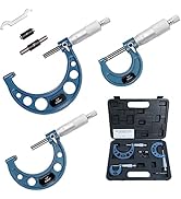 Outside Micrometer Set, HDLNKAK 0-3" Machinist Micrometer, 3 Pcs Machinist Tool Set, 0.0001" Grad...