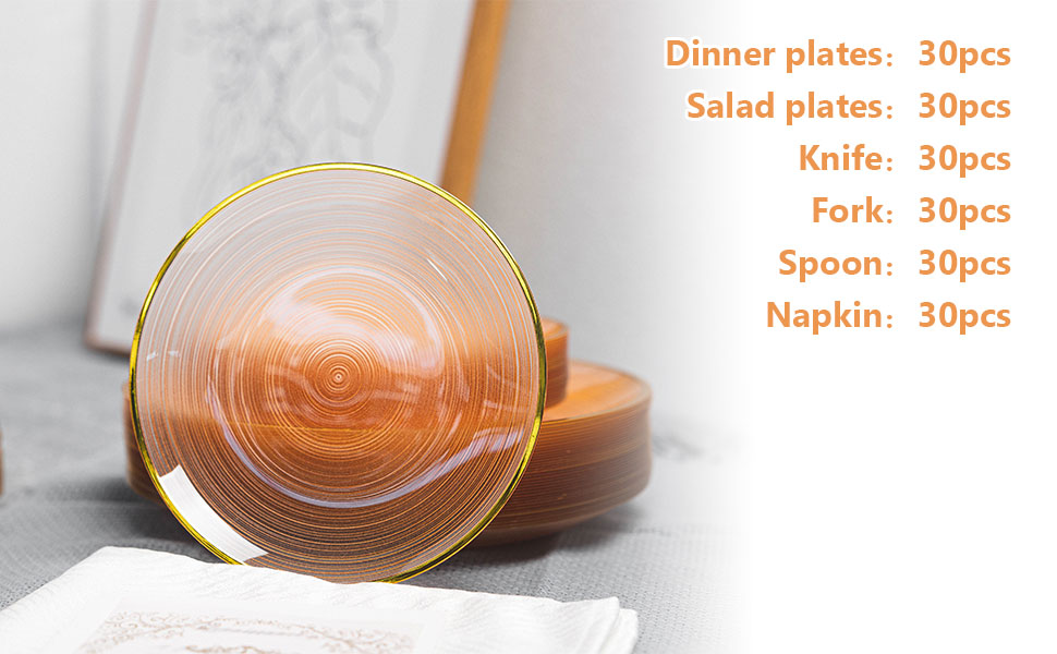 orange party plastic plates