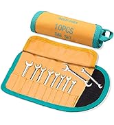 GOLD DEER 10 Pcs Mini Double Open End Wrench Set Standard SAE 5/32"-7/16" Extra Slim Open End Ang...