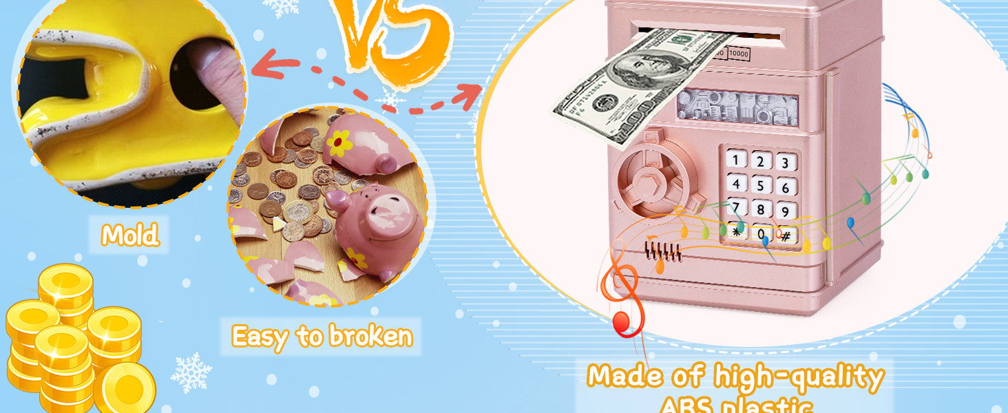 Kids Money Bank Money Box Piggy Bank for Kids digital Money Box Coin cash safe for Kids Girls Boys