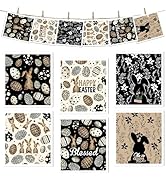 VISSTREE Easter Swedish Dishcloths for Kitchen, 6 Pack Reusable Black Bunny Eggs Dish Cloths Towe...