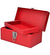 URREA Storage Box - Heavy Duty 11" x 6" x 5" Metal Tool Box with Chrome Plated Metallic Latch & D...