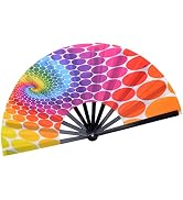Large Folding Hand Fan Dance Fans Performance Fan for Women/Men, Chinease/Japanese Nylon-Cloth Fe...