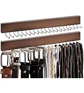 StorageWorks Tie Rack with 20 Hooks, 2-Pack Wall-Mounted Wooden Hangers for Neckties, Belts, Hats...