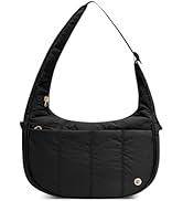 Puffer Crescent Shoulder Bag for Women, Small Nylon Puffy Quilted Shoulder Purse with Adjustable ...