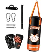 ZTTENLLY Kids Punching Bag with Gloves - PU Leather & Adjustable Height Strap - Boxing Bag Set fo...
