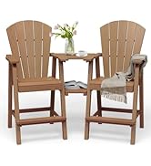 SUUNYN Tall Adirondack Chairs Set of 2, HDPE High Adirondack Chairs with Double Removable Trays, ...
