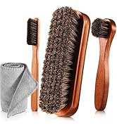 4 Pcs Horsehair Shine Shoes Brush Kit Polish Dauber Applicators Cleaning Leather Shoes Boots Care...