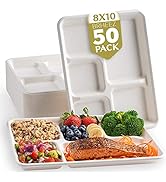 brheez 5 Compartment 8”x10” Disposable School Tray - Made from Bagasse Sugar Cane Fi...