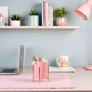 Pink makeup brush holder