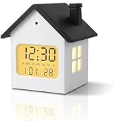 Tikonir House-Shaped LCD Light Up Alarm Clock, Small Digital Clock Battery Operated with Date, We...