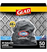 Glad Large Trash Bags, ForceFlex with Clorox, 30 Gal, Mountain Air, 50 Ct (Package May Vary)