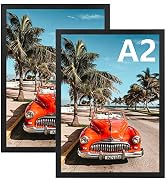 AUEAR, A2 Picture Frame Black Set of 2, 16.5 x 23.4 Poster Frame Wall Mounted Horizontal and Vert...