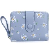 Small Wallet for Women Floral Print Bifold Wallet Zipper Pocket Cash Card Holder Coin Purse Girls...