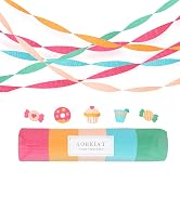 AOBKIAT 5 Rolls Rainbow Party Streamers Crepe Paper,Candyland Party Decorations for Christmas,Bir...