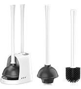 Toilet Plunger and Brush, Silicone Bowl Brush and Heavy Duty Toilet Plunger Set with Ventilated H...