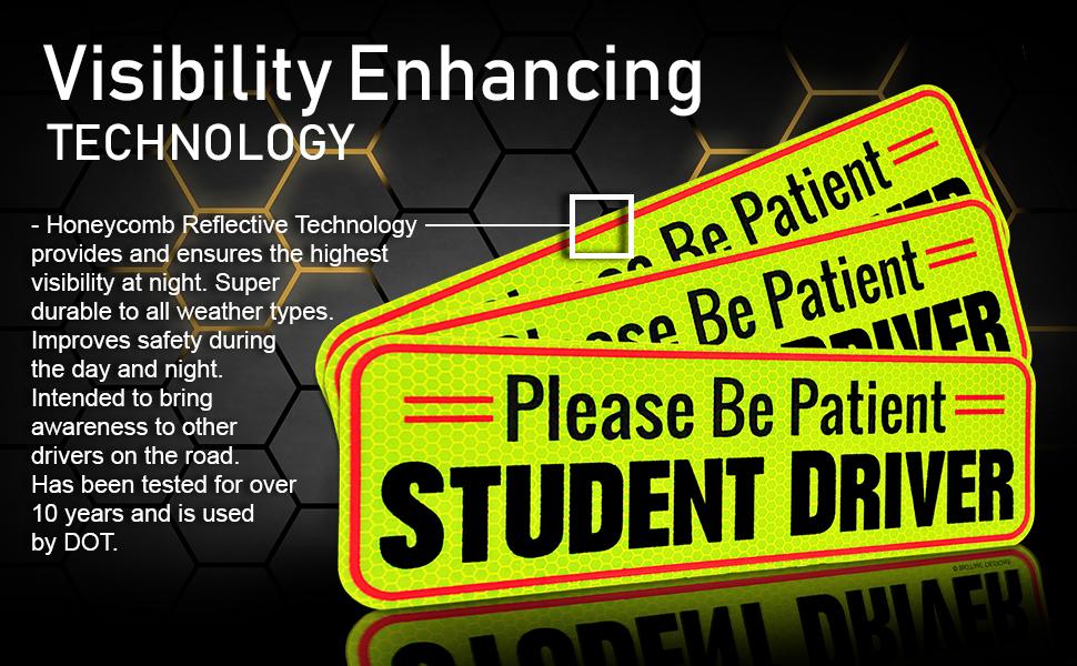student driver please be patient car magnet magnetic sign caution new driver learners permit sticker