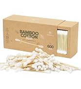 Greenzla Organic Cotton Swabs 600 Pack - Vegan Bamboo Cotton Buds with Plant-Based ...