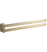 BGL Swivel Towel Bar Brushed Gold,Two Arms Wall Mount Towel Hanger Holder for Bathroom Organizer