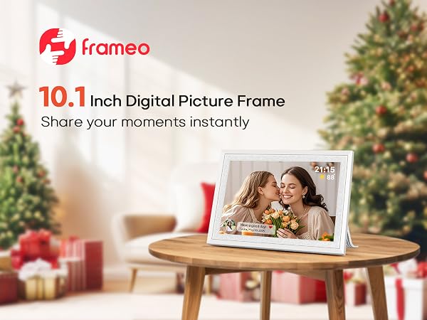 frameo digital picture photo video frame smart wifi HD IPS touch screen slideshow 32GB auto rotate