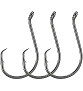 Dr.Fish 100 Pack Octopus Circle Hooks, Saltwater & Freshwater Fishing Hooks, #8-#10/0, Offset, Ca...