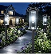 DERAYSION Solar Pathway Lights Outdoor, 8 Pack LED Solar Garden Lights, 21-Inch Waterproof Auto O...