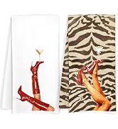JOQUXI Trendy Zebra Print Dirty Martini Kitchen Towels, Funky Y2K Wild Animal Print Cocktail Deco...
