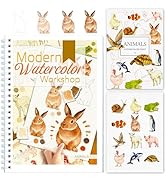 Watercolor Workbooks with Step by Step for Adults Teens - Beginner Watercolor Workbook with 12 Co...