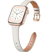 Charlam Slim Leather Band Compatible with Apple Watch Band 40mm 38mm 41mm 42mm 44mm 45mm 49mm Wom...