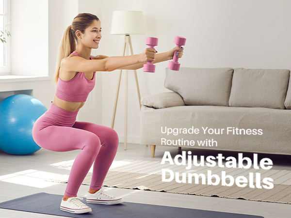 Adjustable Dumbbell Set of 2 Adjustable Weights Dumbbells Set Free Weights Dumbbells Set for Women