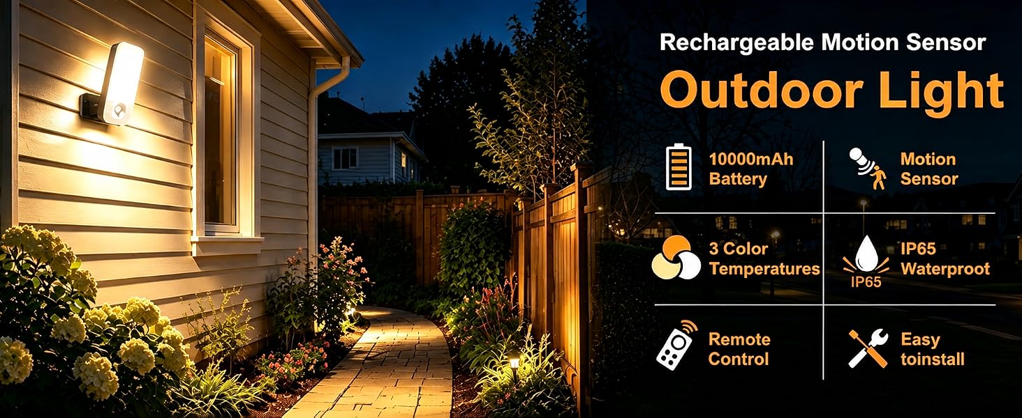 USB Rechargeable Motion Sensor Light with Remote