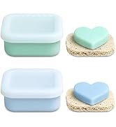 OTHIX 2 Pack Leakproof Silicone Travel Soap Case, Small Bar Soap Holder Container with Drainage L...