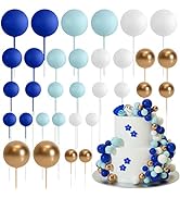 ASTARON 32 Pcs Ball Cake Topper Decorations Mini Balloons Cake Topper Sticks Foam Balls Cake Pick...