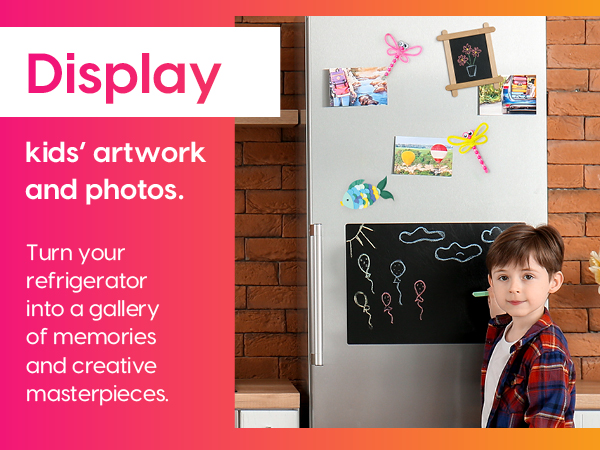 Display create organize showcase, artwork for kids and turn your refridgerator into art gallery