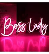SYLHOME Pink Boss Lady LED Neon Light Sign Desk Sign USB Cool Girls Lady Woman Bedroom Living Roo...