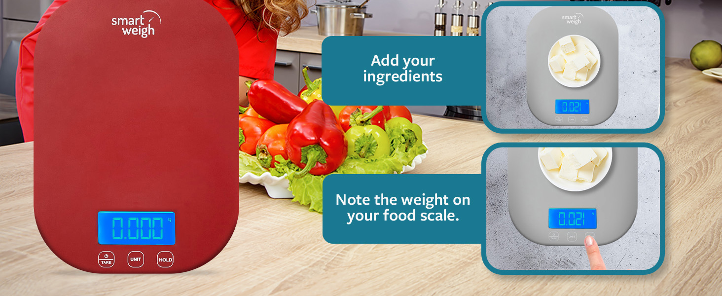 add your ingredients note the weight on your food scale