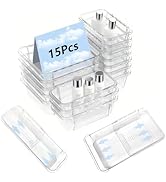 15 Pcs Clear Extendable Drawer Organizer Set,Adjustable Vanity Storage Box, 2-Size Desk Drawer Di...