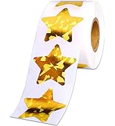 1.5" Large Holographic Gold Star Stickers for Kids Reward, 500 Pcs Foil Star Metallic Stickers Ro...