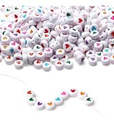 LAIDANLA 1500PCS Acrylic Letter Beads Alphabet Colorful Heart White Round Bead 7×4mm for Jewelry ...