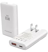 65W Flat GaN USB C Charger,Dual-Port Fast Wall Charger,PD 3.0 & QC 4.0,Foldable Plug for MacBook ...