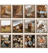 JarThenaAMCS 12Pcs Fall Thanksgiving Wall Art Prints Nature Country Autumn Scenery Wall Decor Aes...