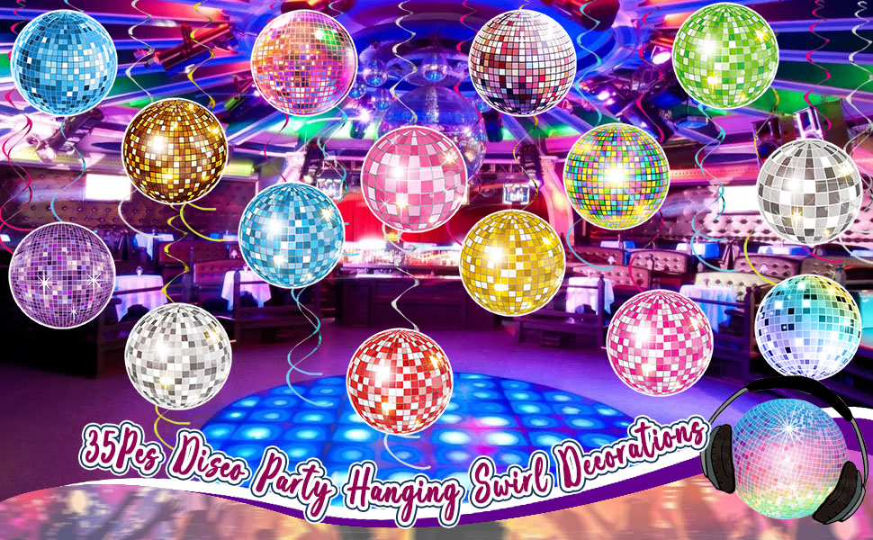 35Pcs Disco Party Hanging Swirl Decor