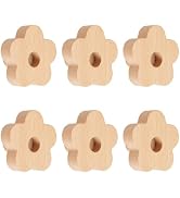 MOROBOR Flower Shaped Wooden Knobs,6pcs Natural Handmade Wood Knob Single Hole Beech Wood Handles...